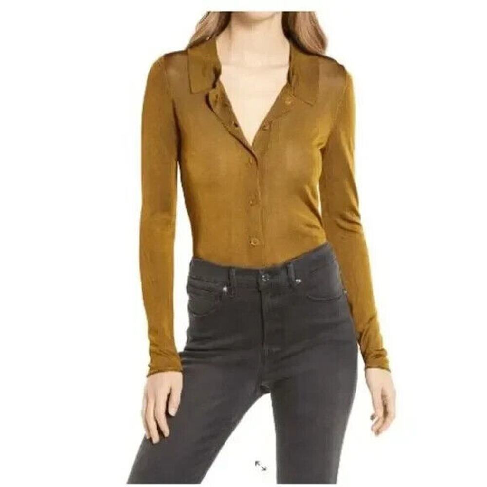 Good American Mustard Long Sleeve Top